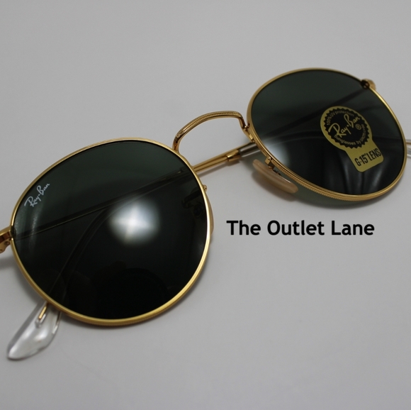 Model Display RayBan Round Metal Green G15 RB3447 Gold Frame - Picture 5 of 16